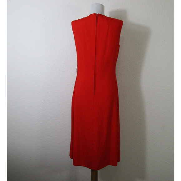 BH Wragge Dress Size M Red Sleeveless Scalloped Vintage 1960s Mod Pockets - Picture 8 of 11